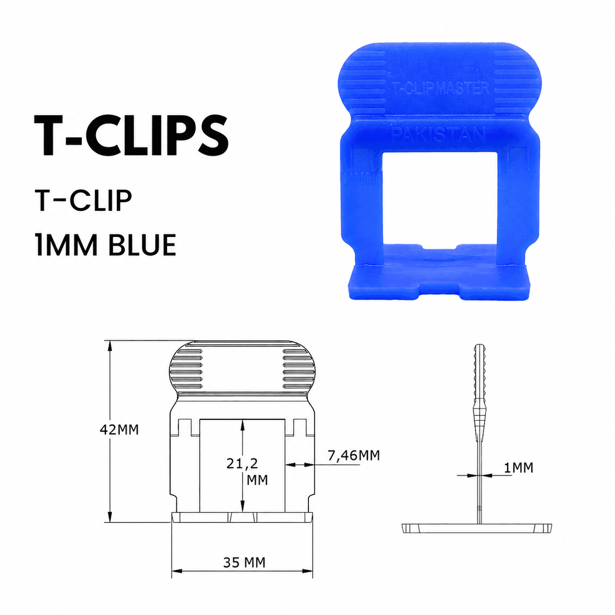 T-Clip 1mm Blue