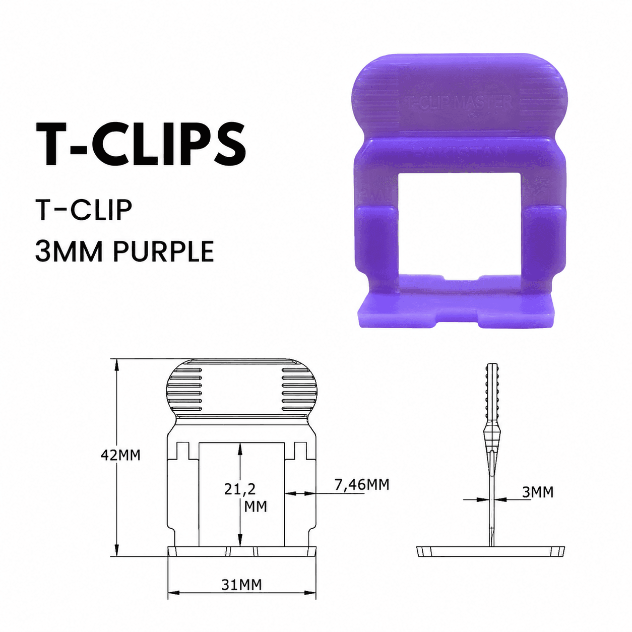 T-Clip 3mm Purple
