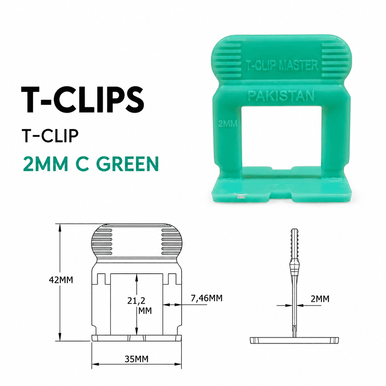 T-Clip 2mm Cyan